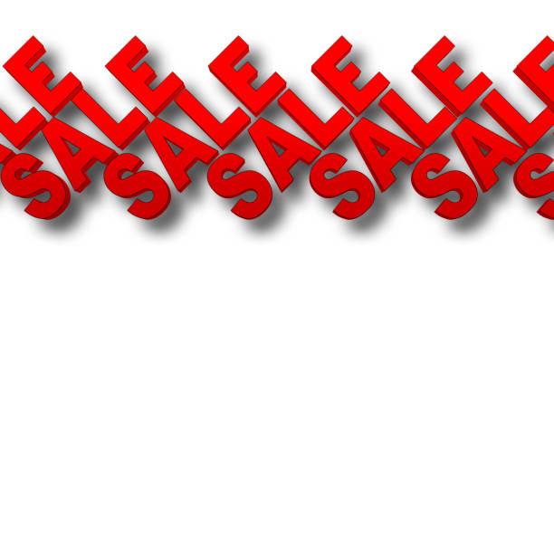 Red Sale, Bold Bright Red Text, 3D Illustration with shadows, White Background, Copy Space.