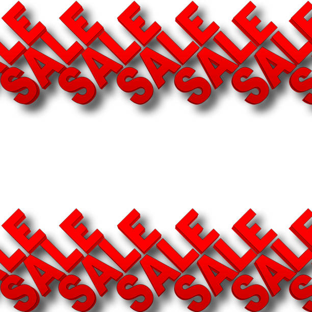 Red Sale, Bold Bright Red Text, 3D Illustration with shadows, White Background, Copy Space.