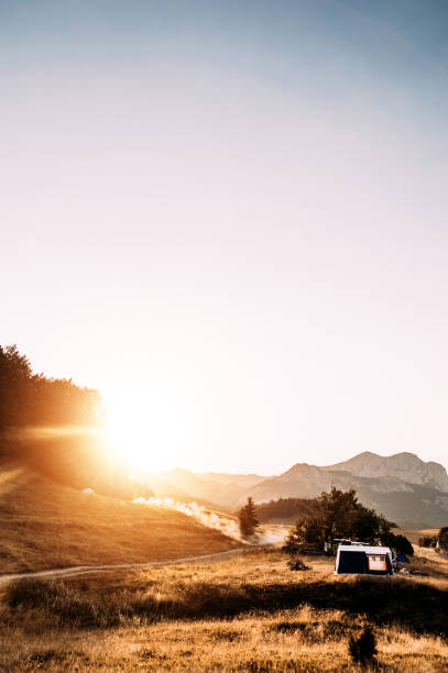 istock Tourist camp in a mountains. 892046224