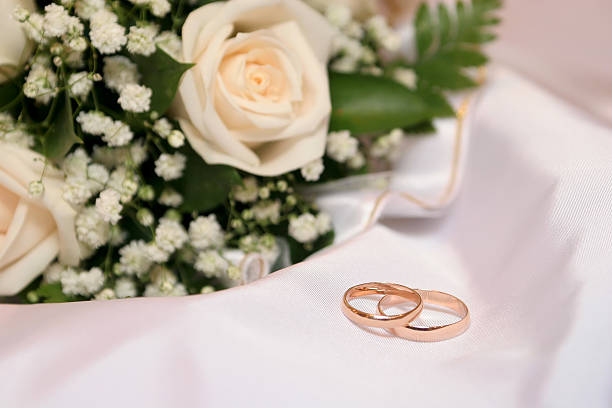 Two wedding rings stock photo