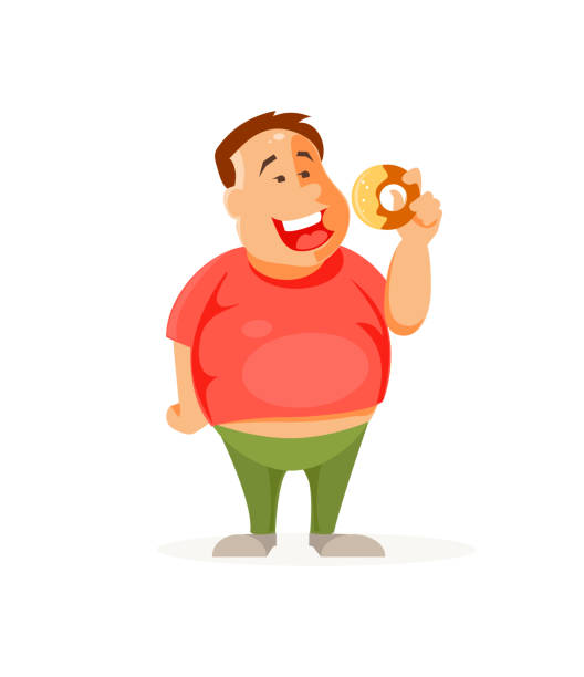 вектор толстого человека - eating men fat overweight stock illustrations