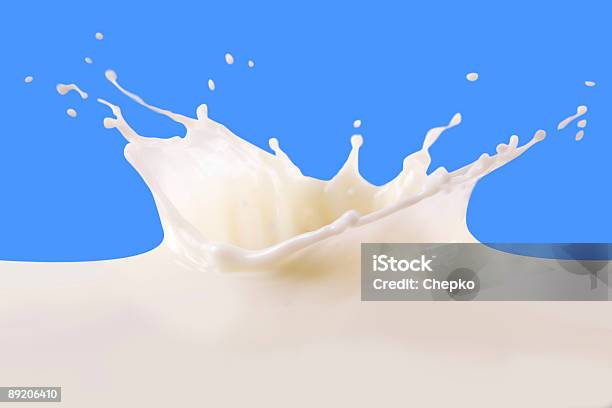 Latte Splash - Fotografie stock e altre immagini di Bianco - Bianco, Bibita, Cibo