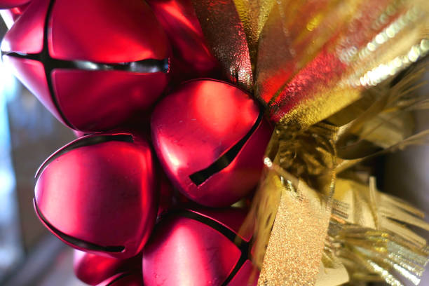 christmas bell on red background
