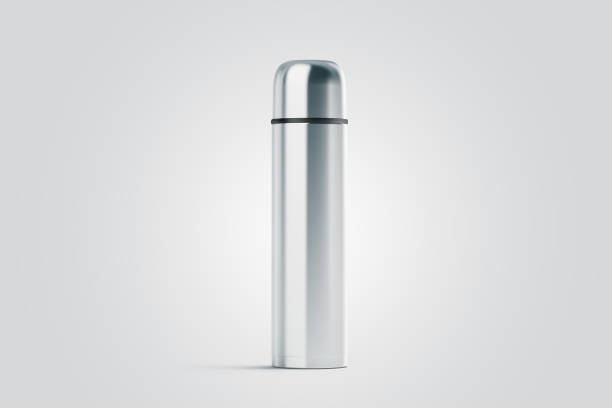 Blank white closed travel thermos mock up