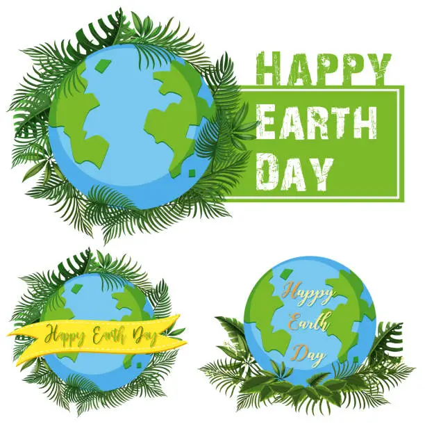 Vector illustration of Logo design for happy earth day