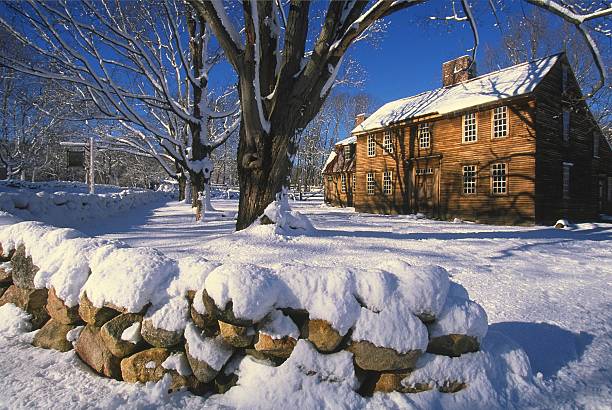 зимний живописным - boston winter snow massachusetts стоковые фото и изображения