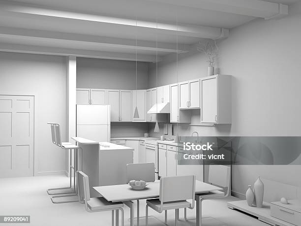 空白のモダンなキッチンインテリア - 3Dのストックフォトや画像を多数ご用意 - 3D, カラー画像, デザイン
