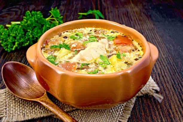 istock Soup fish with vegetables and cream on sackcloth 892092764