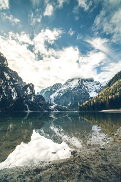 istock Mountain over the lake of Braies reflection 892095438