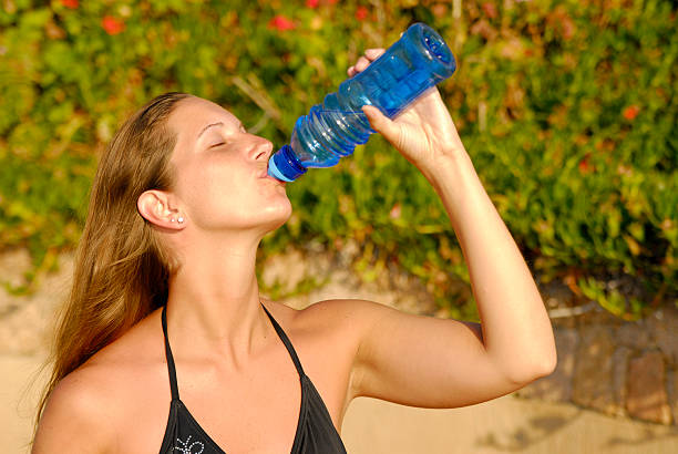 Fresh drink of water stock photo