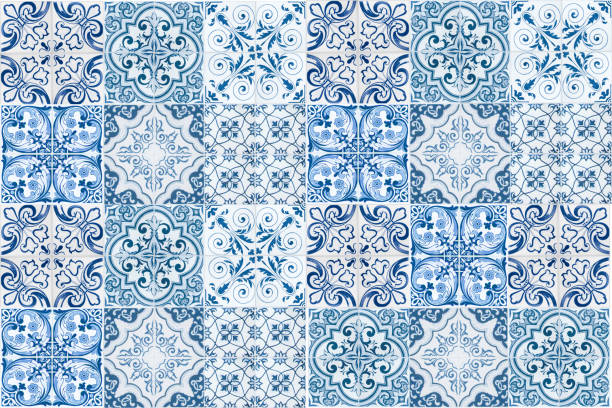 istock Vintage ceramic tiles wall decoration.Turkish ceramic tiles wall background 892108550