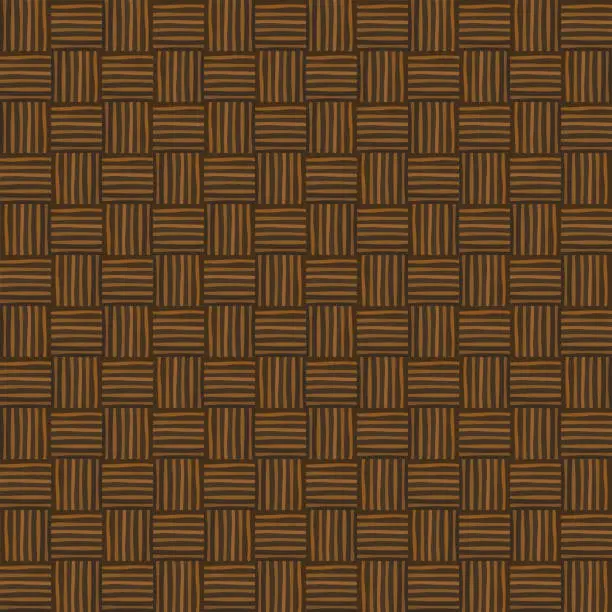 Vector illustration of Wicker seamless pattern. Abstract decorative wooden textured background.