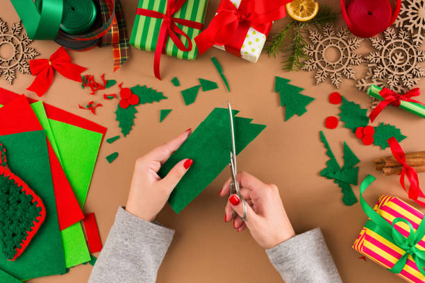 istock Creative diy hobby. Handmade felt Christmas tree ornament 892109598