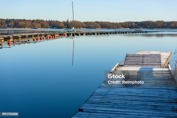 Marina And Pier Stock Photo - Download Image Now - Autumn, Baltic Sea, Bare Tree