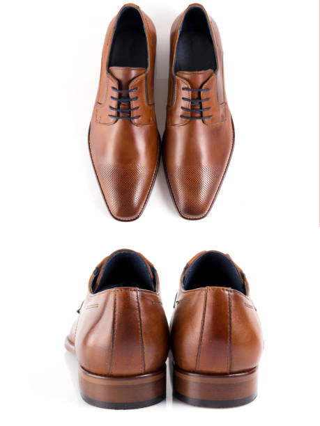 istock Male brown leather shoe on white background 892147352