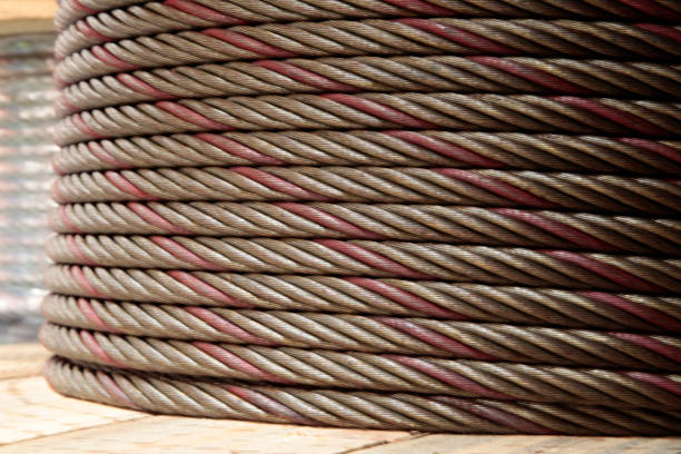 강철 밧줄 케이블 스풀 - steel cable wire rope rope textured 뉴스 사진 이미지