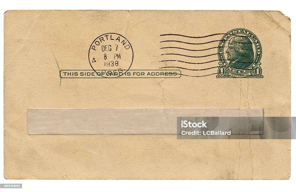 Exame de alta resolução do antigo Cartão Postal impresso 1938 de Portland - Royalty-free 1930-1939 Foto de stock