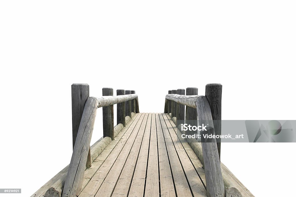 Puente de madera aislada sobre blanco - Foto de stock de Aislado libre de derechos