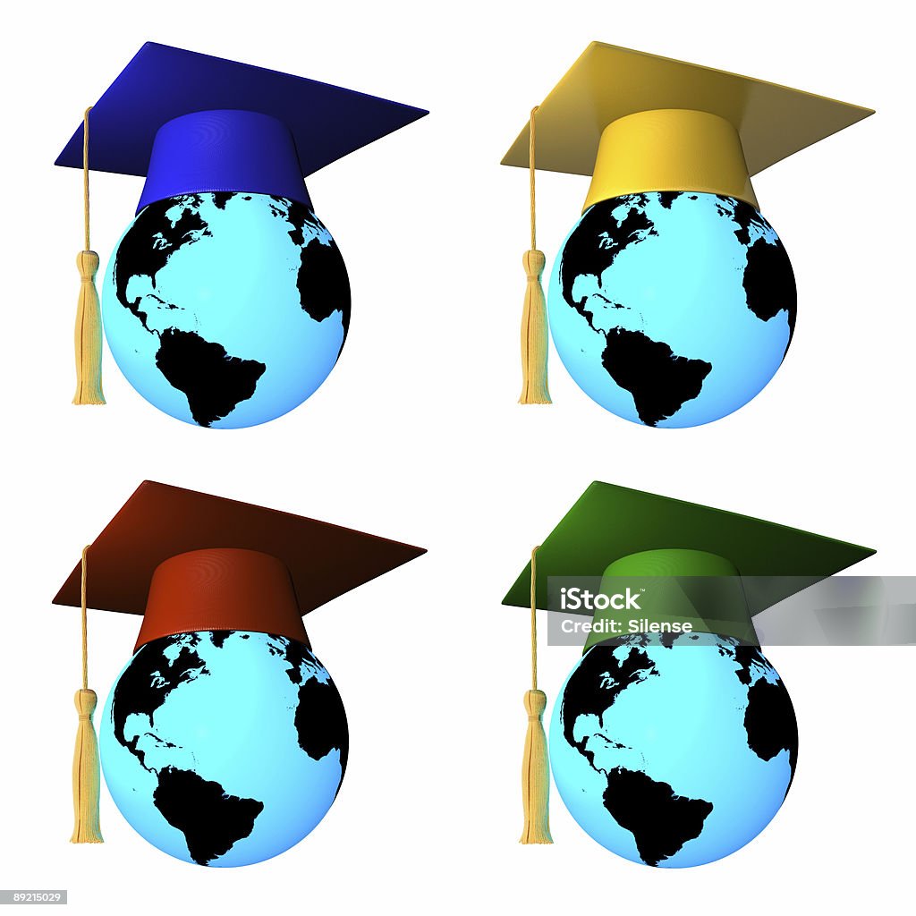 Globen mit graduation cap - Lizenzfrei Akademischer Abschluss Stock-Foto