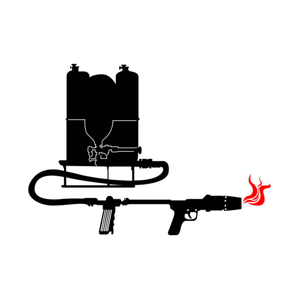 ilustrações de stock, clip art, desenhos animados e ícones de isolated weapon - flamethrower