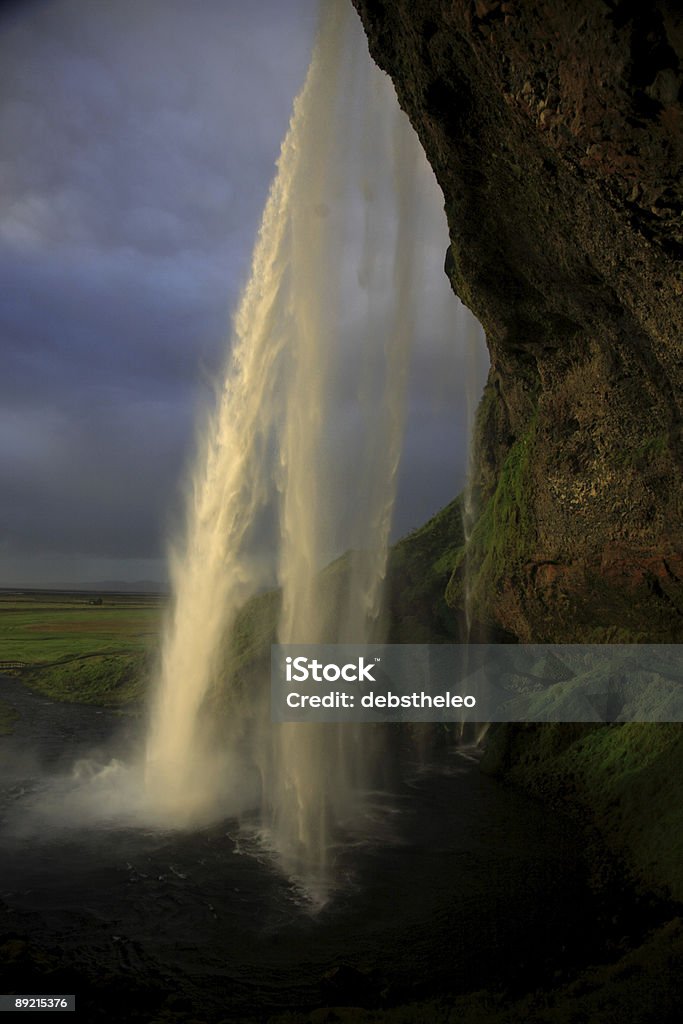 Seljalandfoss - Lizenzfrei Skogafoss-Wasserfall Stock-Foto