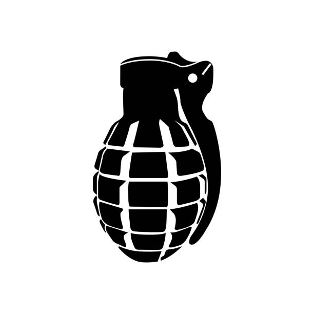Isolated weapon Isolated silhouette of a grenade, Vector illustration hand grenade stock illustrations