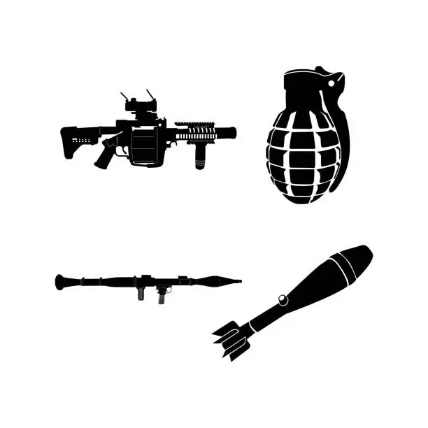 Vector illustration of Set of weapons