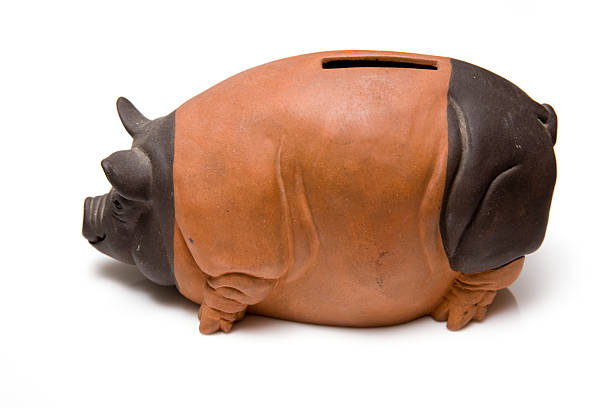 istock Piggy bank style money box on white. 89216241