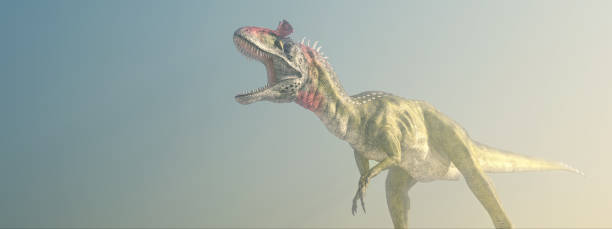 istock Dinosaur Cryolophosaurus in the fog 892172068