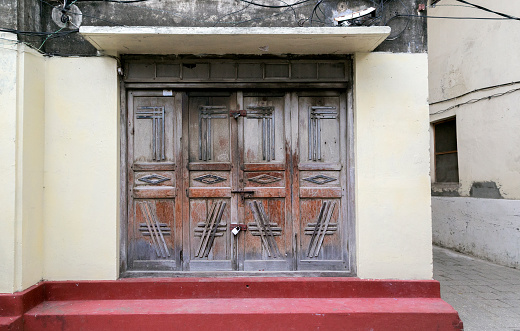 Lock and knocker on old door