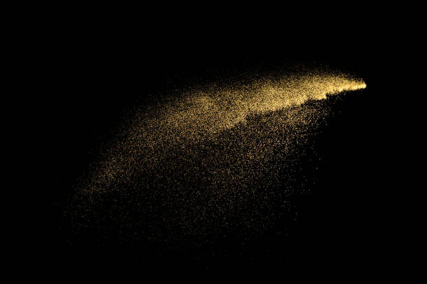 istock Yellow sand explosion isolated on black background. Abstract sand cloud. Yellow sand splash against on dark background. Sandy fly wave in the air. 892183856