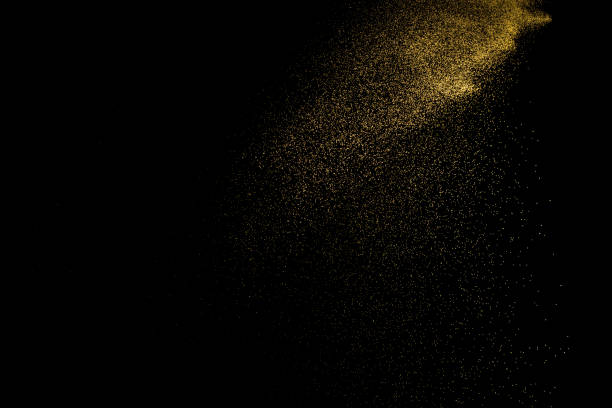 istock Yellow sand explosion isolated on black background. Abstract sand cloud. Yellow sand splash against on dark background. Sandy fly wave in the air. 892183862