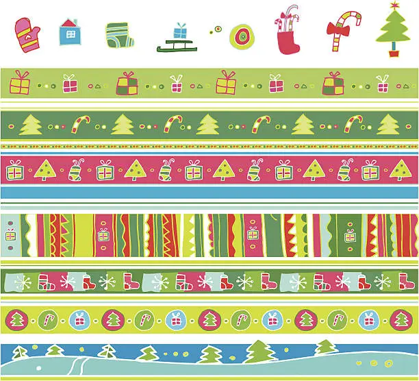 Vector illustration of Christmas pattern set