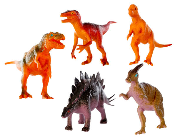 istock Group dinosaur toy plastic  isolated on white background 892197044