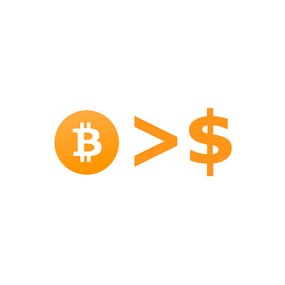 Financial conceputal design with bitcoin icon and money icon graphics isolated on white background