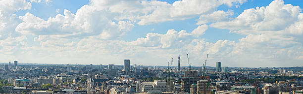 istock Blue skies, white clouds cityscape 89221995
