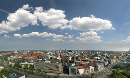 Panoramic view of Erfurt, Germany. Landscape photography of capital Thuringia, Europe.