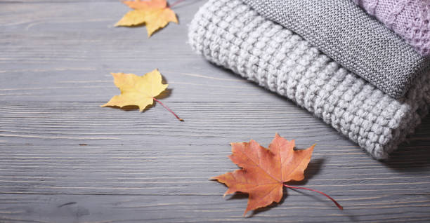 istock Autumn knitted sweaters and leaves 892228094
