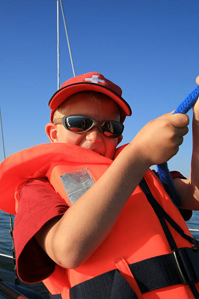 istock Little boy on yacht 89223082