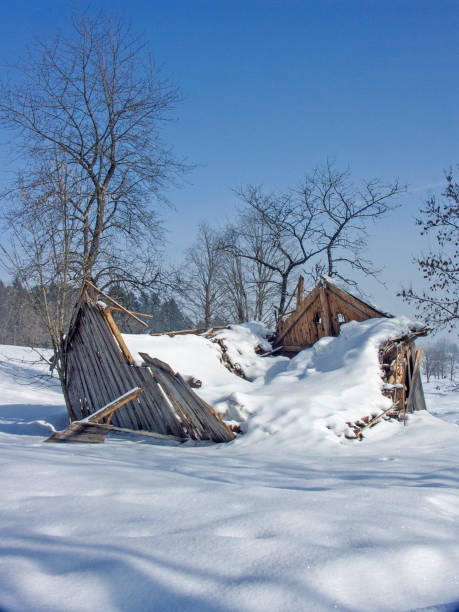 istock hut that collapsed under the weight of the snow 892238624