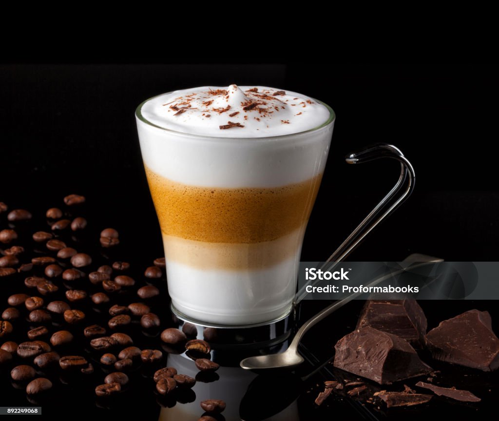 Perfect Capuccino coffee Capuccino coffee with layers. Served with chocolate. Cappuccino Stock Photo