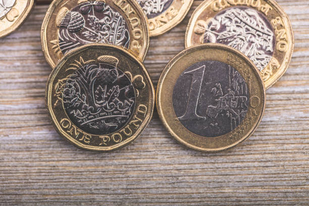 istock UK One Pound Coin with 1 Euro Coin 892249334