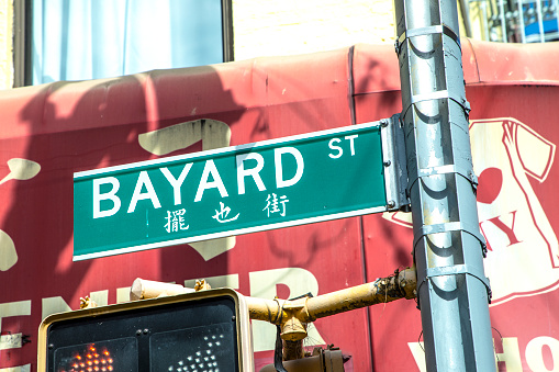 street sign Bayard street in Soho, New York