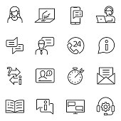 istock Support service linear icons. Line with editable stroke. 892255102