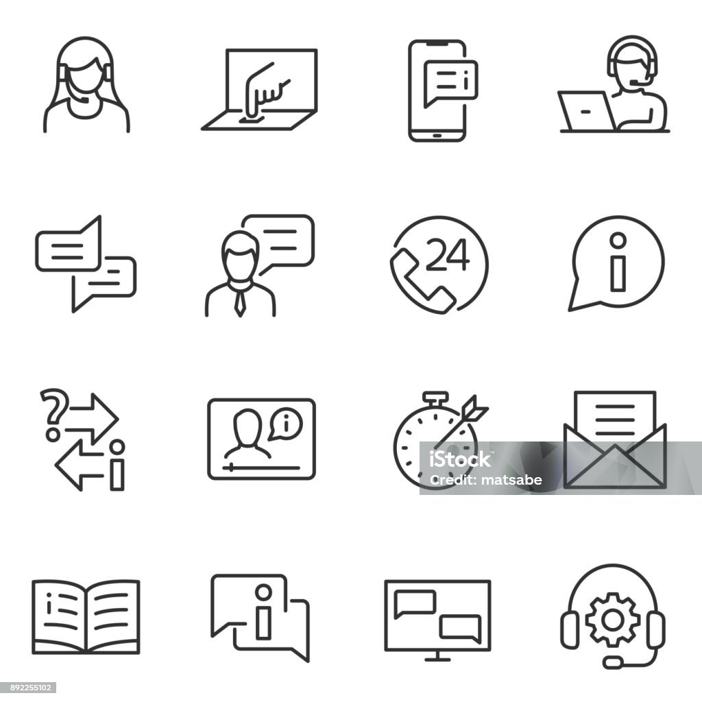 Support service linear icons. Line with editable stroke. Support service linear icons. Assistance in technical and other matters. telephone operator and web help. Line with editable stroke. Icon Symbol stock vector