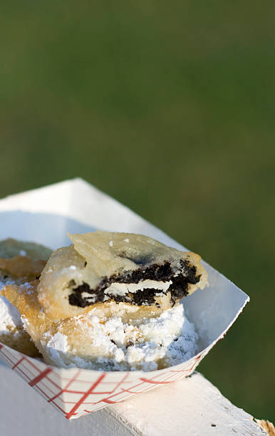 deep fried sandwich cookie stock photo