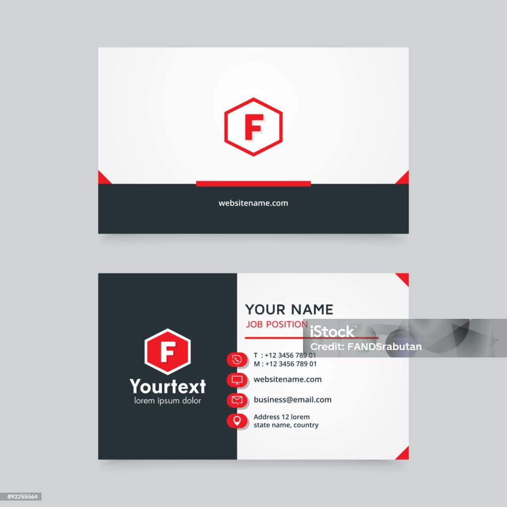 Modern creative and clean business card with red and white color Vector modern creative and clean business card template, minimal flat design with red and white color, business card vector template Business stock vector