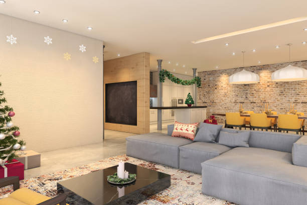 istock Christmas theme decorated apartment interior 892258488