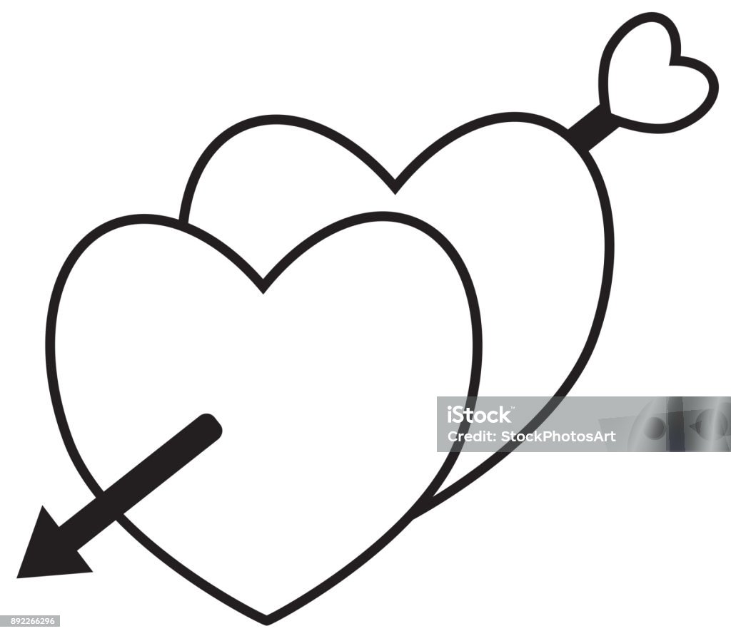 Hai Trái Tim Vượt Qua Với Một Mũi Tên Bị Bắn Bởi Cupid Hình minh ...