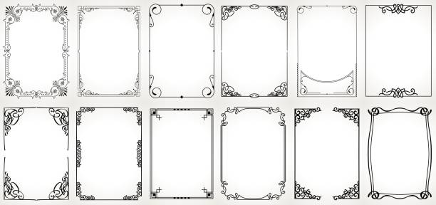 Big set Template of Decorative vintage frames,borders rectangular shape. Old backgrounds . Big set Template of Decorative vintage frames,borders rectangular shape. Old backgrounds filigree illustrations stock illustrations